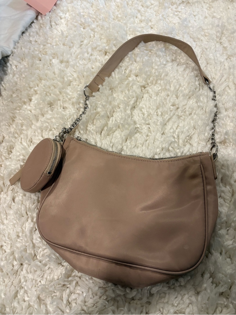 H&M Blush Leather Hobo with Chain Strap and Coin Pouch